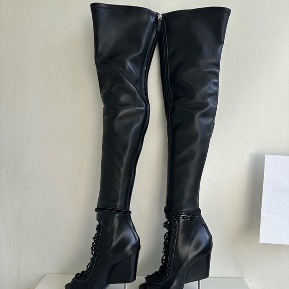GIVENCHY Narlia Over The Knee Boots Runway Lace Front Open Toe sz 36 NEW w/box - Picture 6 of 16